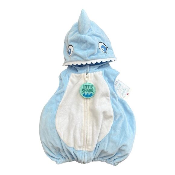 Little Shark Blue and White Baby Costume Hooded Onesie Halloween Size 3-6M - Picture 1 of 9